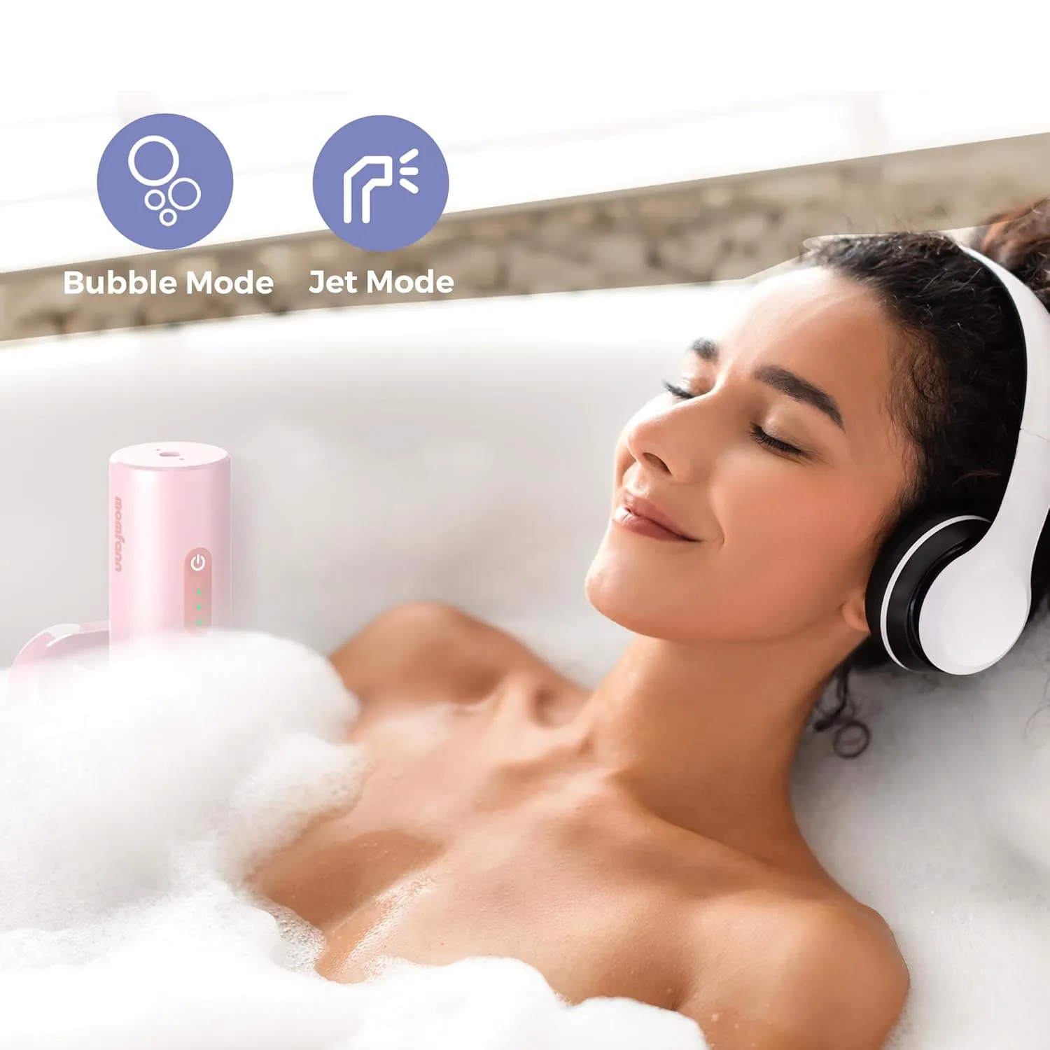 Bath Jet Spa, Cordless Portable Bathtub Accessories with 3-Level Adjustable Speed, Bubble Maker/Bath Jet Mode, Bathtub Jets for Home Spa, Relaxing (Pink)