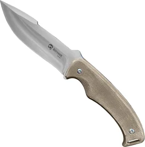 BATTLBOX Ruck & River Ogeechee Full Tang Fixed Blade Survival Knife 5.5in Stainless Steel Blade - Injection Molded Sheath - Coyote Tan Canvas Micarta Scales Handle - Bushcraft Hunting Camping Hiking
