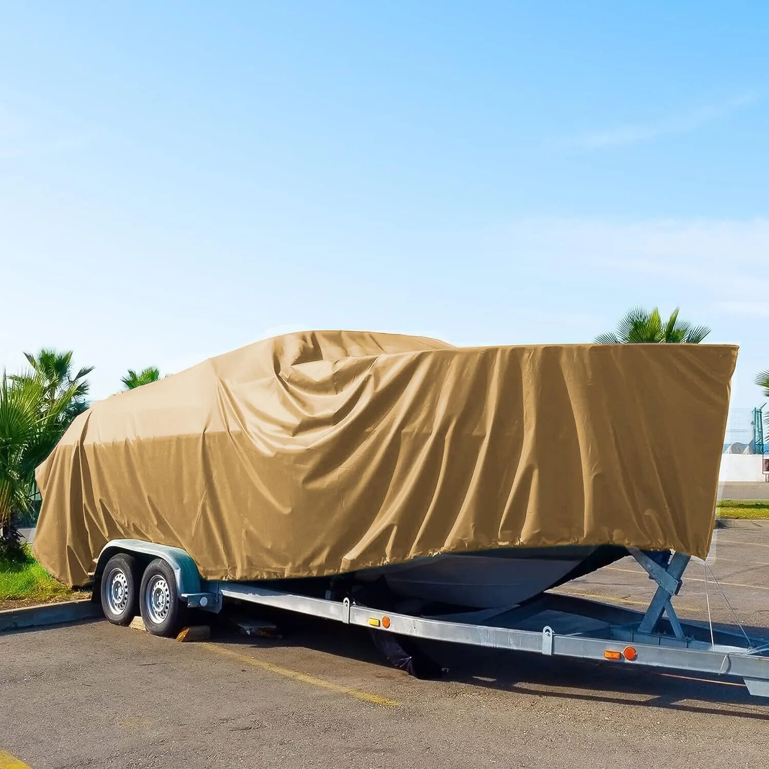 (Beige/Tan) Heavy Duty Premium Poly Tarp 12 Mil Thickness 3 Ply Coated Reinforced Canopy 6 oz 3 Layer (10'x20') Finished Size 9'.6 x 19'.6