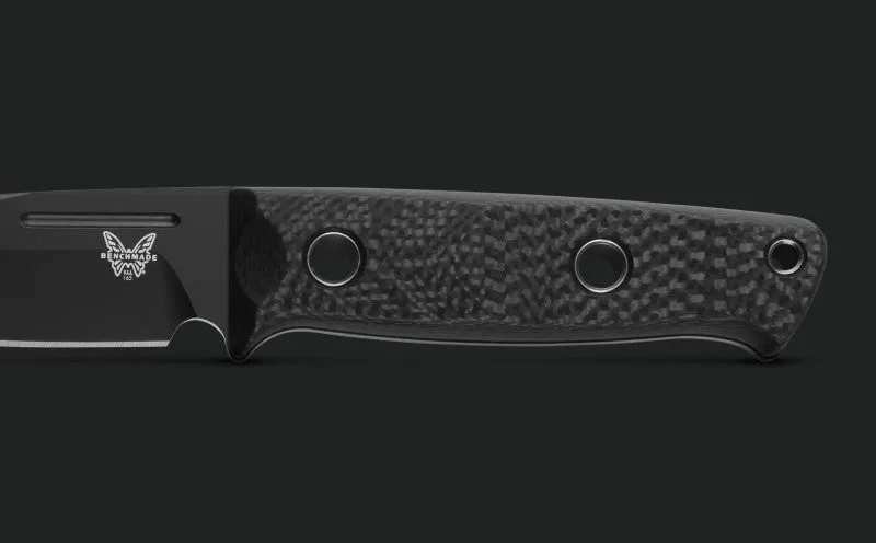 Benchmade 165BK Mini Bushcrafter Carbon Fiber Drop-point 3.38" Plain Fixed Blade Knife