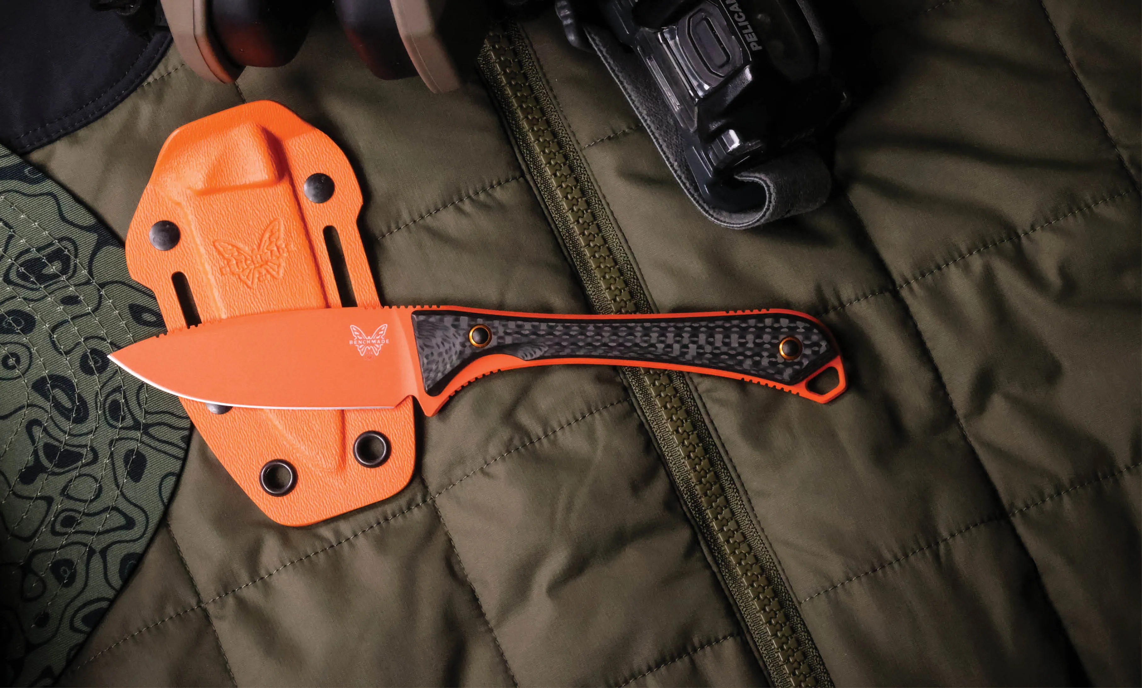 Benchmade Altitude 3.08" Fixed Blade Carbon Fiber Handle Orange Cerakote CPM-S90V 15201OR Knife