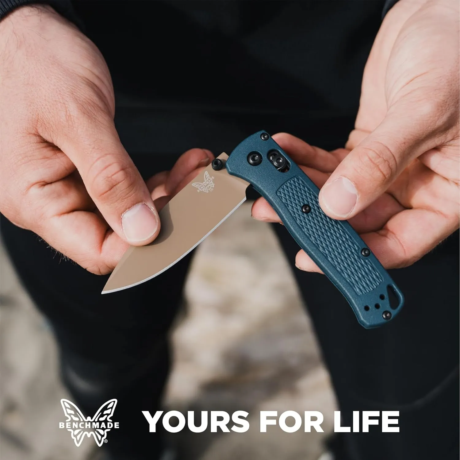 Benchmade - Bugout 535 EDC Knife with Crater Blue Grivory Handle (535FE-05)