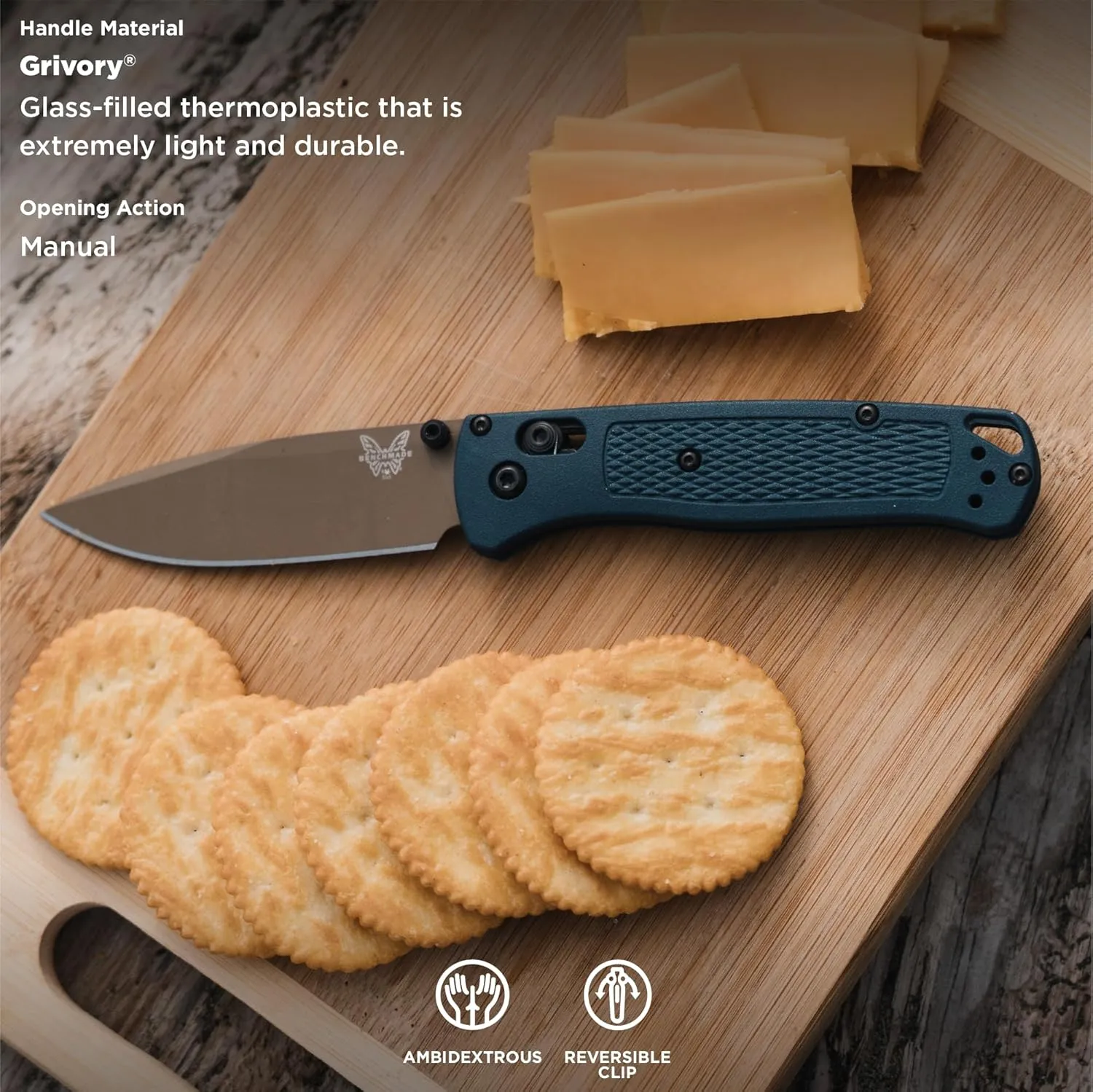 Benchmade - Bugout 535 EDC Knife with Crater Blue Grivory Handle (535FE-05)