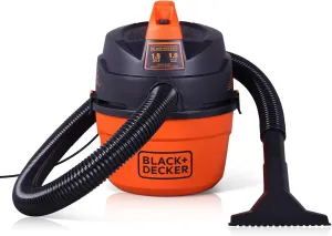 BLACK DECKER Shop Vacuum Wet and Dry, Small Shop Vac with Accessories, 1 Gallon 1.5 Peak HP, Wall Mount Mini Vacuum for Garage, Home and Pet, 60CFM (BDXV18101P-1H)