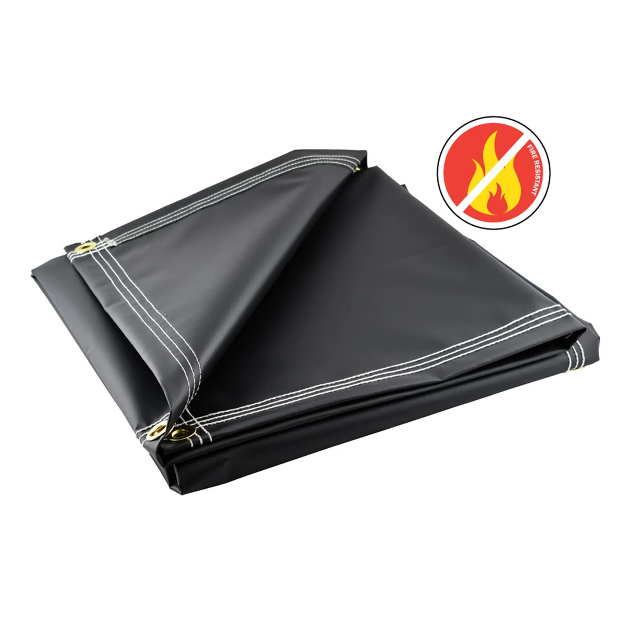 Black Fire Retardant Vinyl Tarps - 18 oz