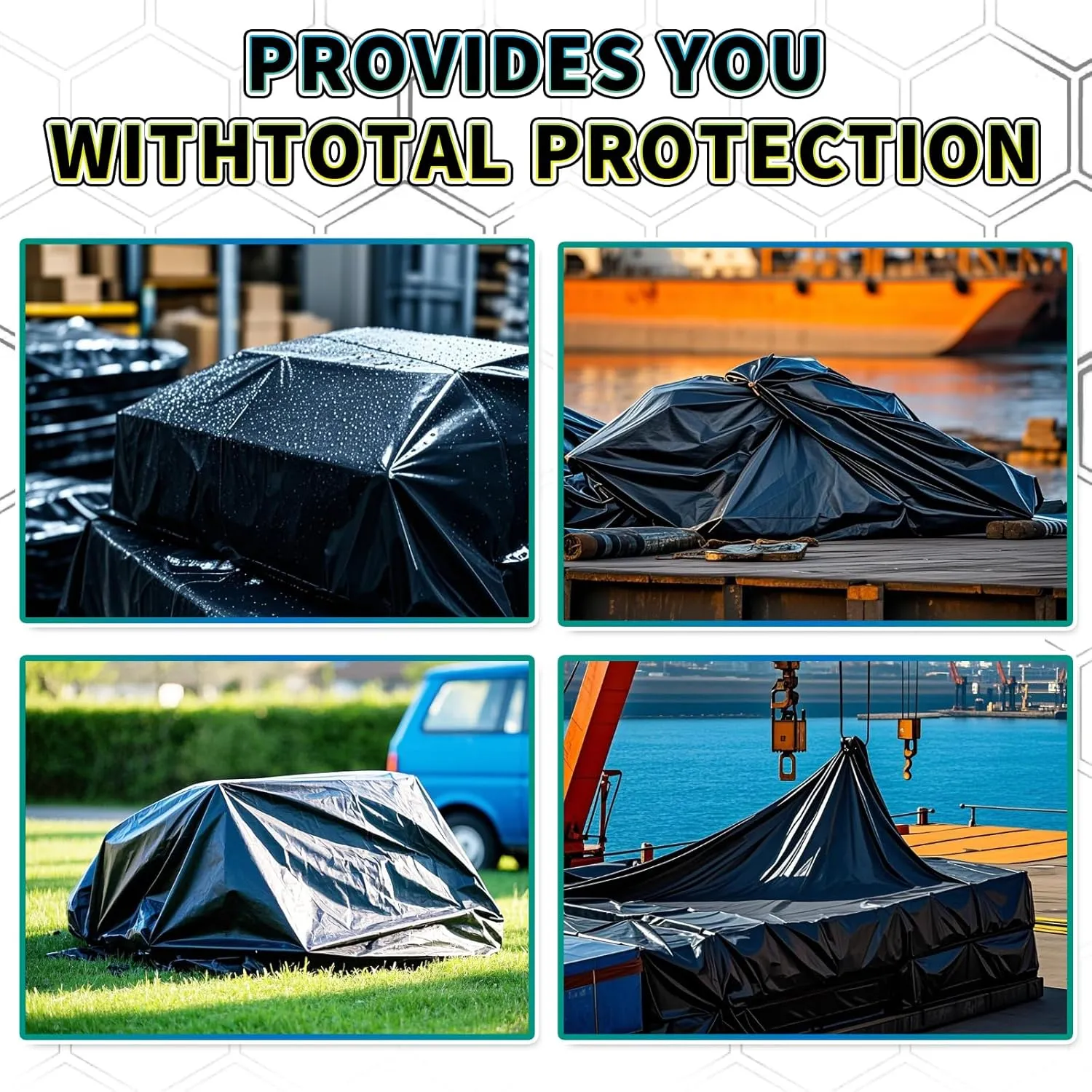 Black Tarp 16x20 Feet, 10 Mil Thick Waterproof Poly Tarps Cover UV Resistant, Rip & Tear Proof with Metal Grommets Every 20 Inches