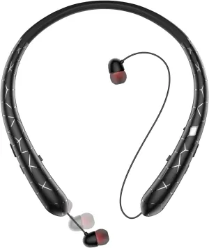 Bluetooth 5.0 Neckband Bluetooth Headphones,Retractable Headphone IPX5 Sweatproof with Vibration Call,Stereo Noise Cancelling Neckband Headphones for Sports Office
