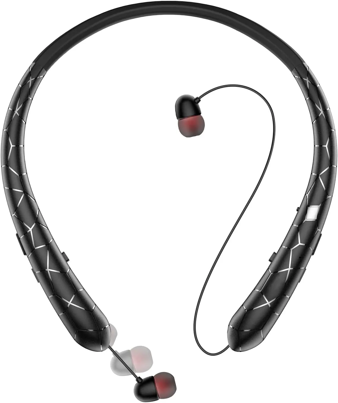 Bluetooth 5.0 Neckband Bluetooth Headphones,Retractable Headphone IPX5 Sweatproof with Vibration Call,Stereo Noise Cancelling Neckband Headphones for Sports Office