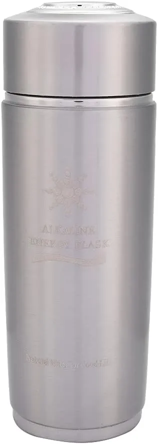 BORDSTRACT Alka Water Glass, Portable Stainless Alka Nano Energy Balance Water Bottle for Hiking Camping (Silver)