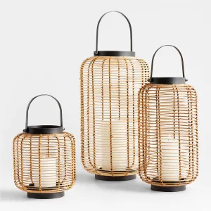 Brigton Rattan Lantern 16"