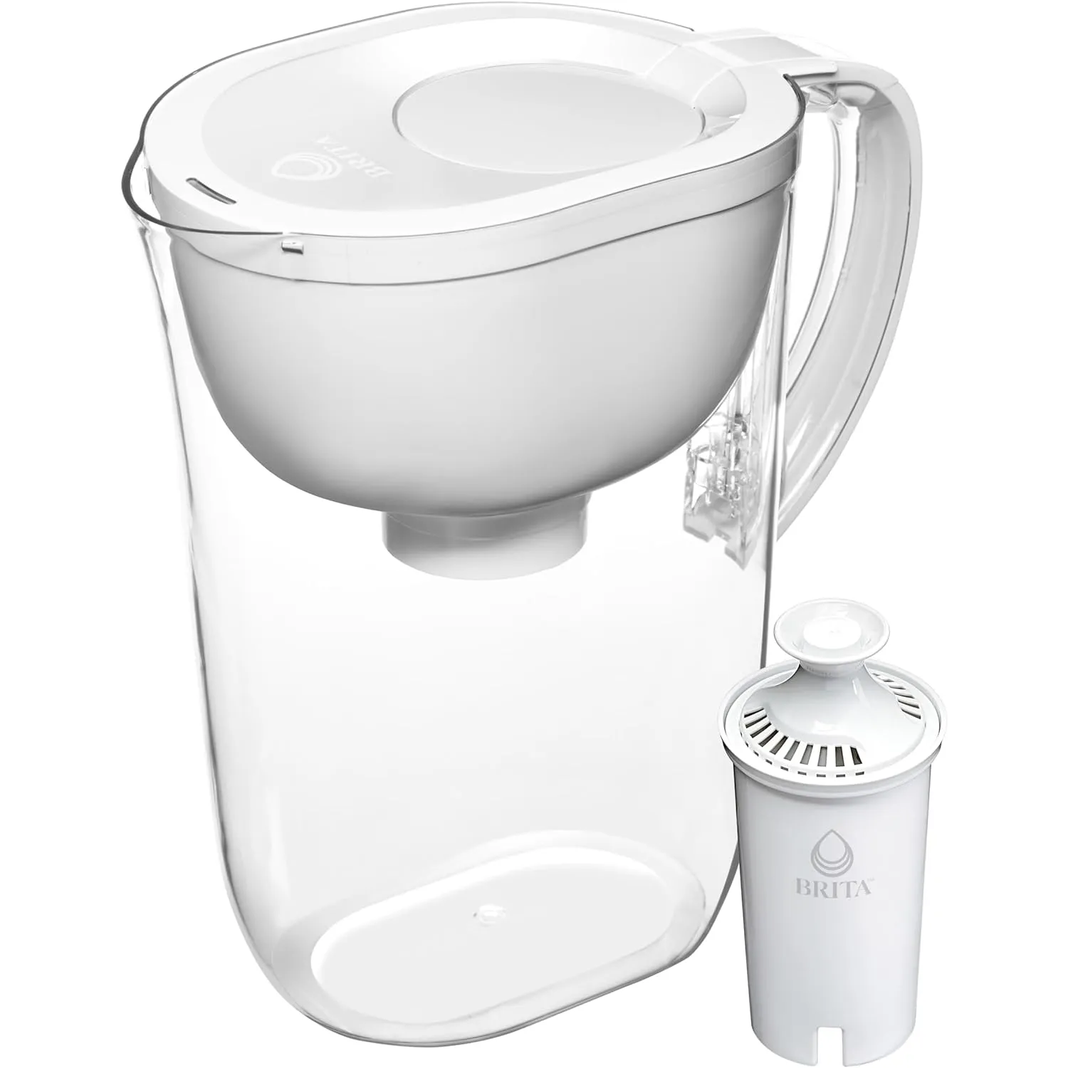 Brita Large Water Filter Pitcher for Tap and Drinking Water with SmartLight Change Indicator, Includes 1 Standard Filter, BPA-Free, Lasts 2 Months, 10-Cup Capacity, Bright White