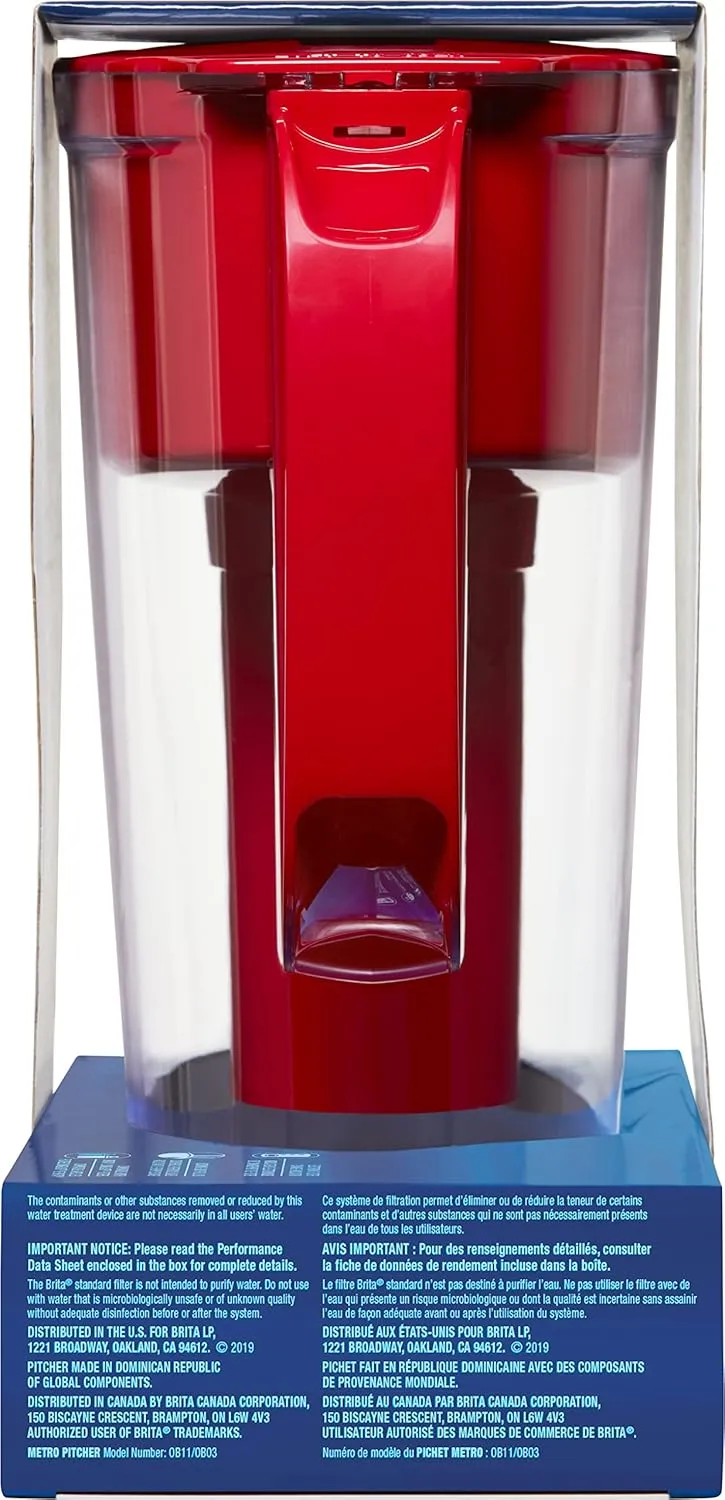Brita Metro Water Filter Pitcher, BPA-Free Water Pitcher, Replaces 1,800 Plastic Water Bottles a Year, Lasts Two Months or 40 Gallons, Includes 1 Filter, Kitchen Accessories, Small - 6-Cup Capacity