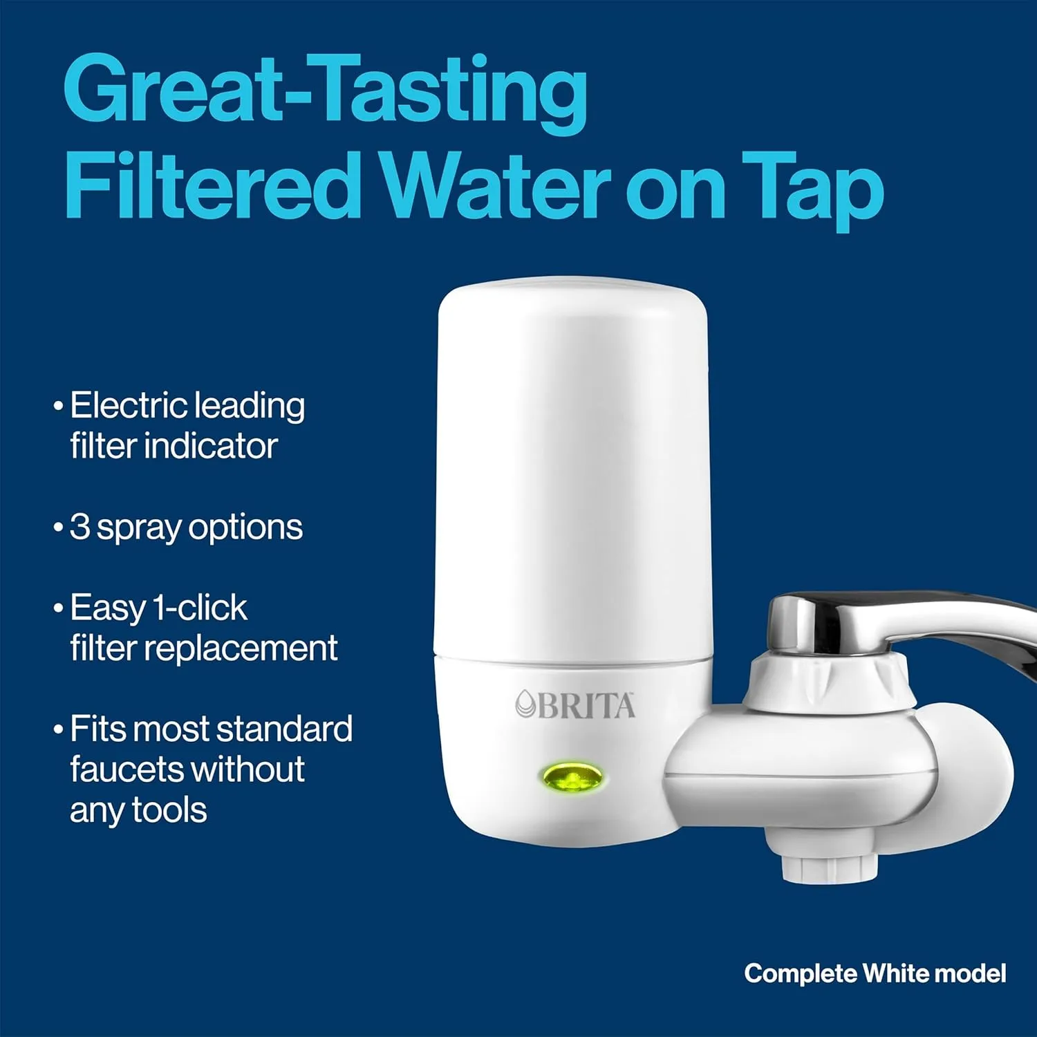 Brita Replacement Water Filter for Faucet Mount, Removes 99% of Lead, Sink Filtration System, Chrome, 2 Count