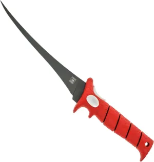 BUBBA 8 Inch Ultra Flex Tapered with Non-Slip Handle, Full Tang Stainless Steel Non-Stick Blade, Lanyard Hole and Synthetic Sheath for Fishing, Boating and Hunting