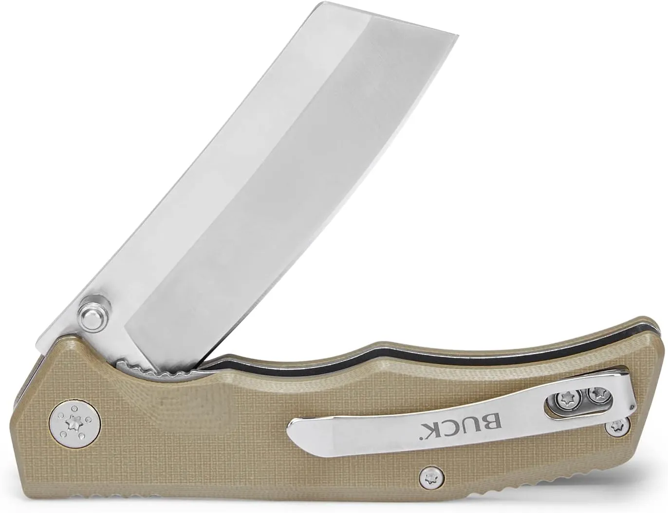 Buck Knives 252 Trunk Folding Liner Lock Pocket Knife Cleaver Blade (Tan)