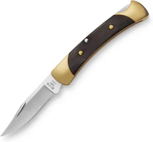 Buck Knives The 55 Folding Pocket Knife 2-3/8" 420HC Steel Clip Blade, Ebony Handle, Brass Bolsters