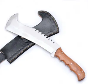 Bushcraft Machete Rough Forged Finish Carbon Steel Blade, with Leather Sheath Walnut Hardwood Handle Handle – Ideal Tool for Wilderness Survival