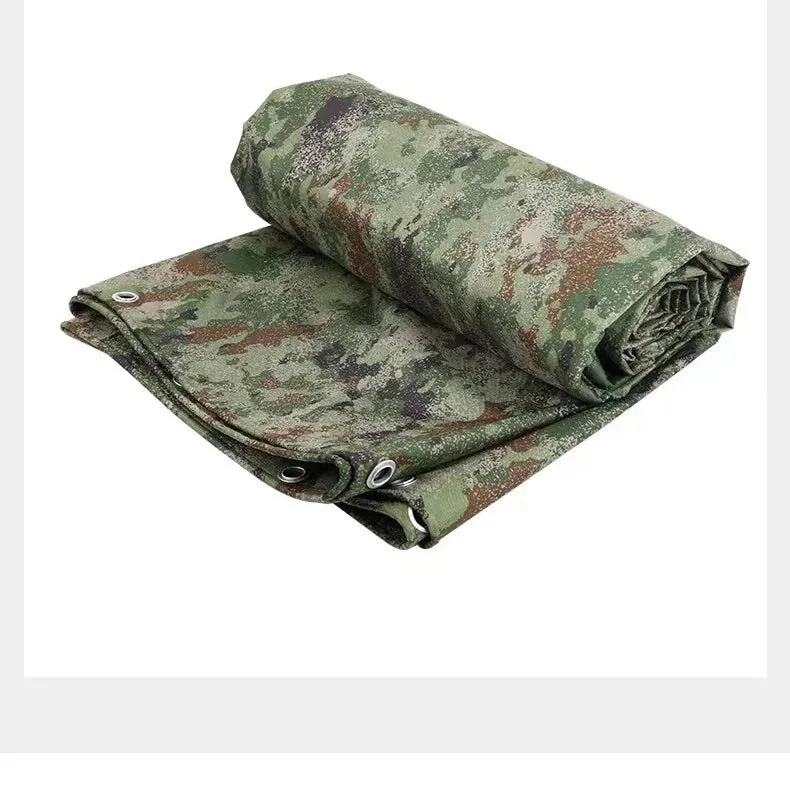 Camouflage Oxford Tarpaulin Camping Tent - Rainproof, Waterproof Sun Shelter Canopy, Outdoor Pergola and Furniture Cover