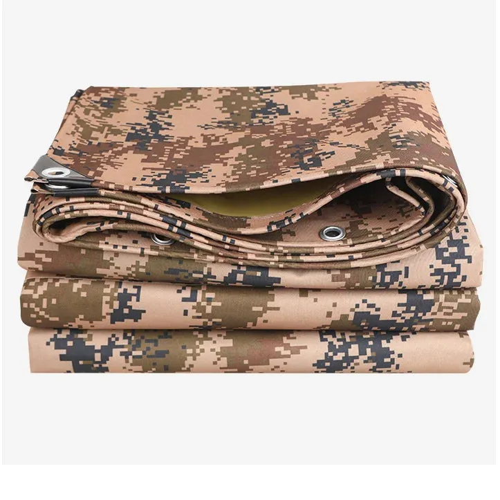 Camouflage Oxford Tarpaulin Camping Tent - Rainproof, Waterproof Sun Shelter Canopy, Outdoor Pergola and Furniture Cover