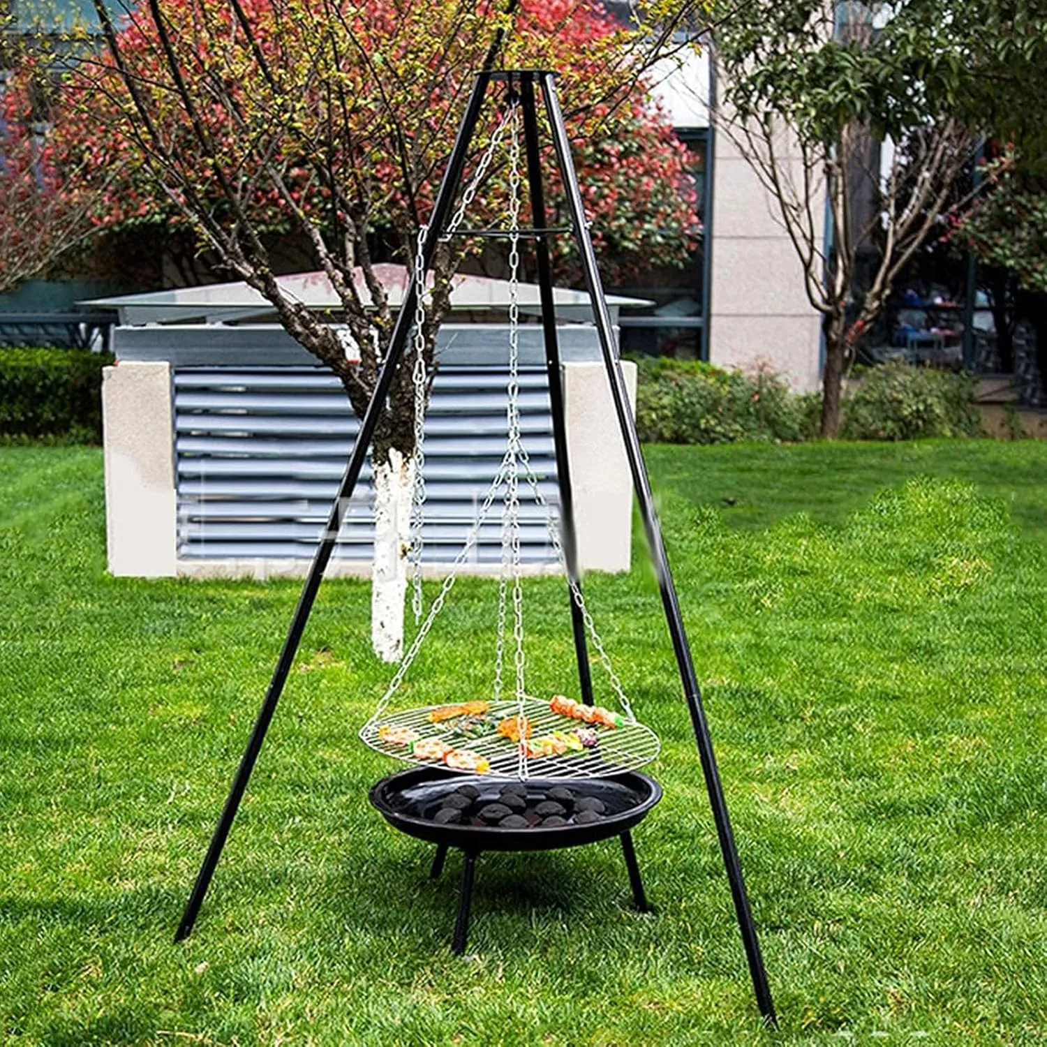 Campfire Tripod, 63" Dutch Oven Tripod, Heavy Duty Camp Fire Cooking Equipment for Camp Chef Outdoor Camping, Cooking Lantern Tripod Hanger
