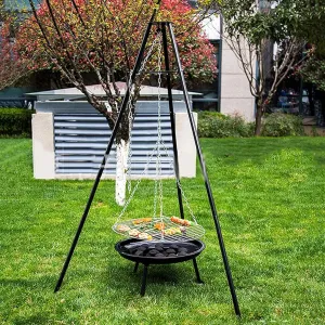 Campfire Tripod, 63" Dutch Oven Tripod, Heavy Duty Camp Fire Cooking Equipment for Camp Chef Outdoor Camping, Cooking Lantern Tripod Hanger