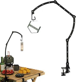 Camping Lantern Stand Folding Adjustable Desktop Lamp Rack Outdoor Portable Lamp Metal Long Arm Foldable Table Lamp Rack Outdoor Mosquito Coil Tray Camping Light Accessories Camping Light Stand