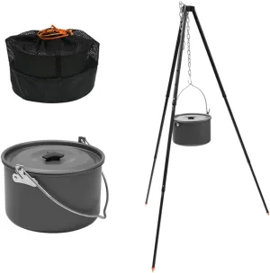 Camping Tripod Cooker 44 LB Load Folding Campfire Cooking Dutch Oven Tripod Grill Stand Open Fire Tripod Adjustable Grill Tripod Cooker Cooking Lantern Tripod Hanger