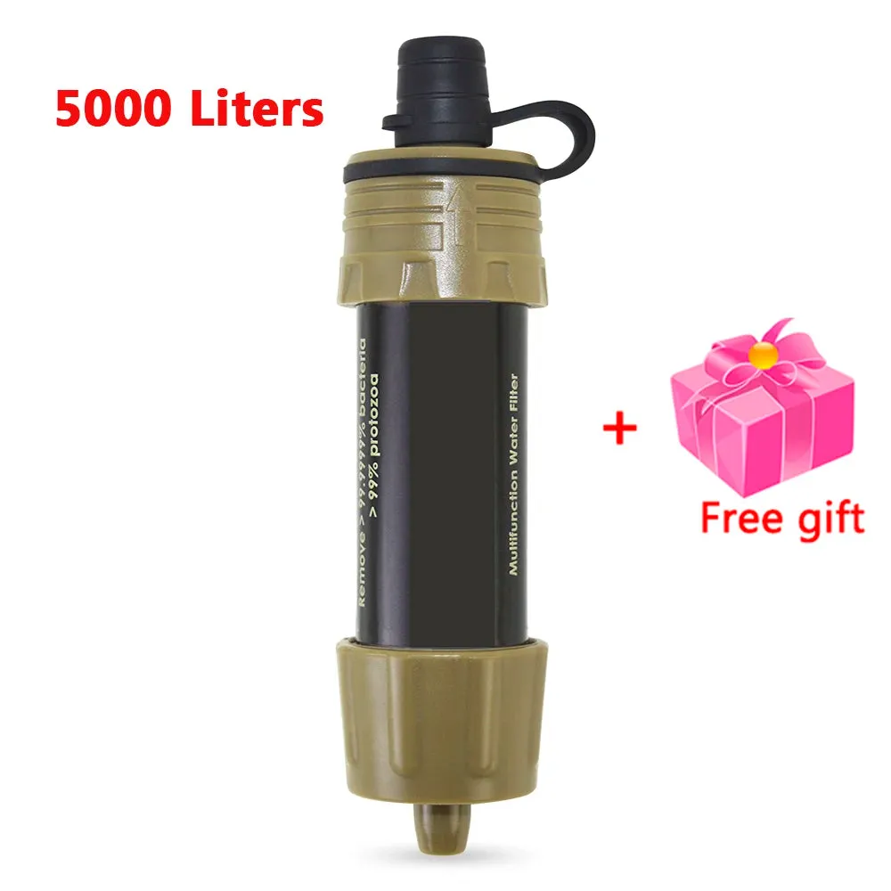 Camping Water Filter Straw - Water Purifier Filtration System with Bottom Thread Ultrafiltration Film for Outdoor Emergency Survival