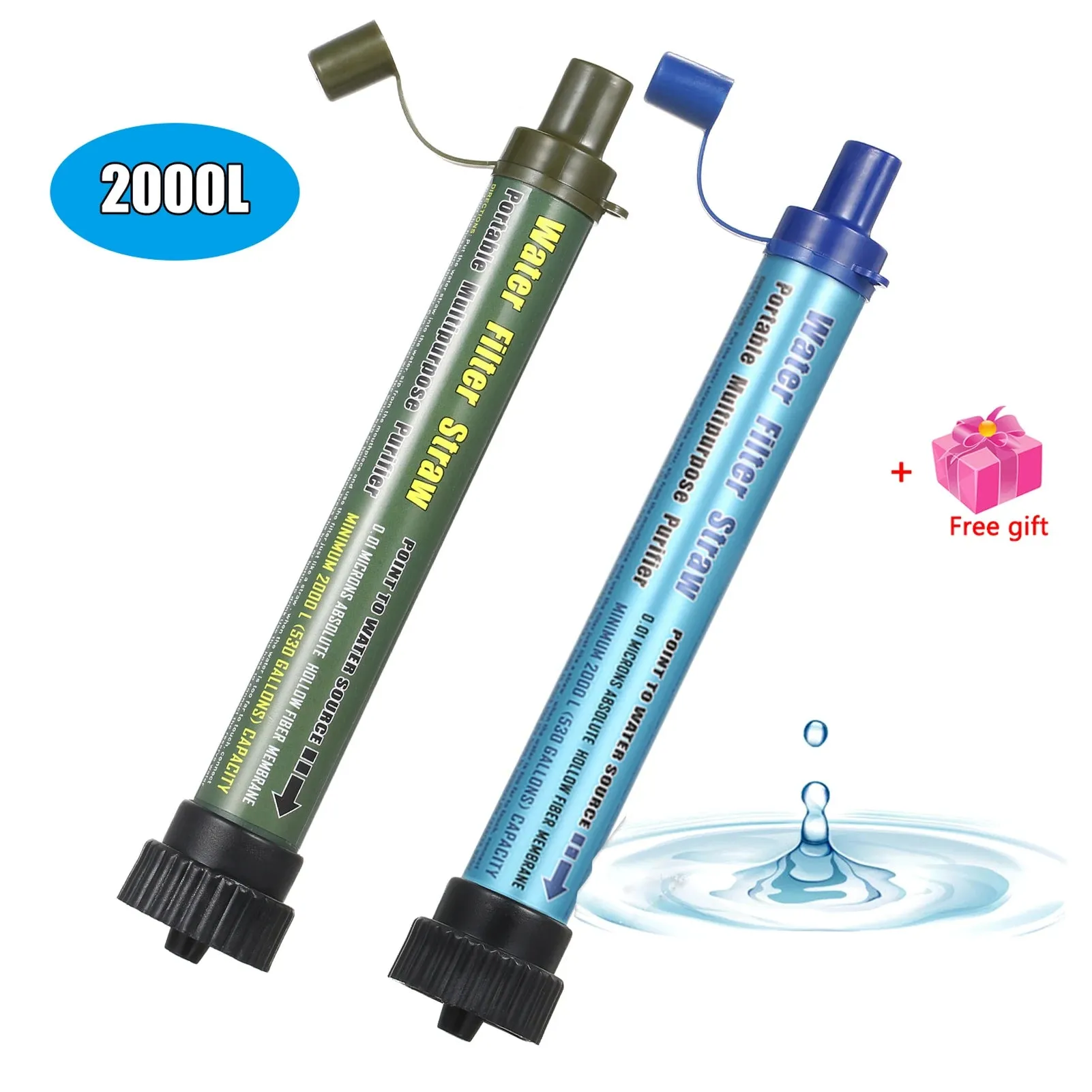 Camping Water Filter Straw - Water Purifier Filtration System with Bottom Thread Ultrafiltration Film for Outdoor Emergency Survival