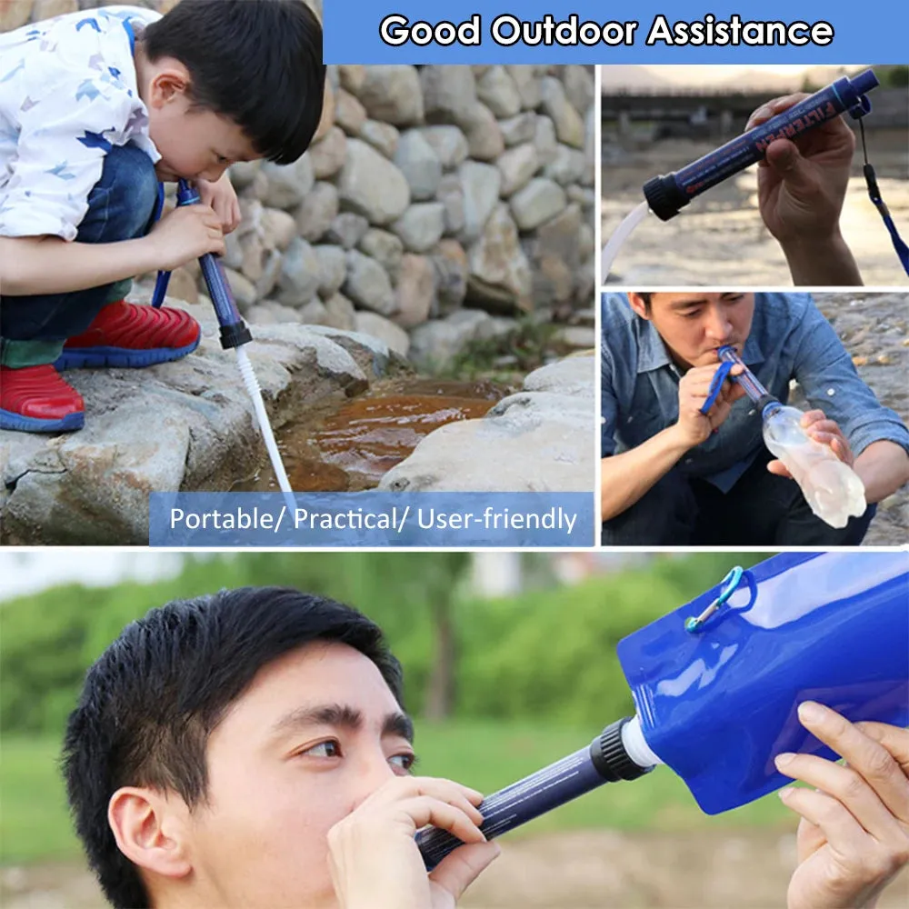Camping Water Filter Straw - Water Purifier Filtration System with Bottom Thread Ultrafiltration Film for Outdoor Emergency Survival
