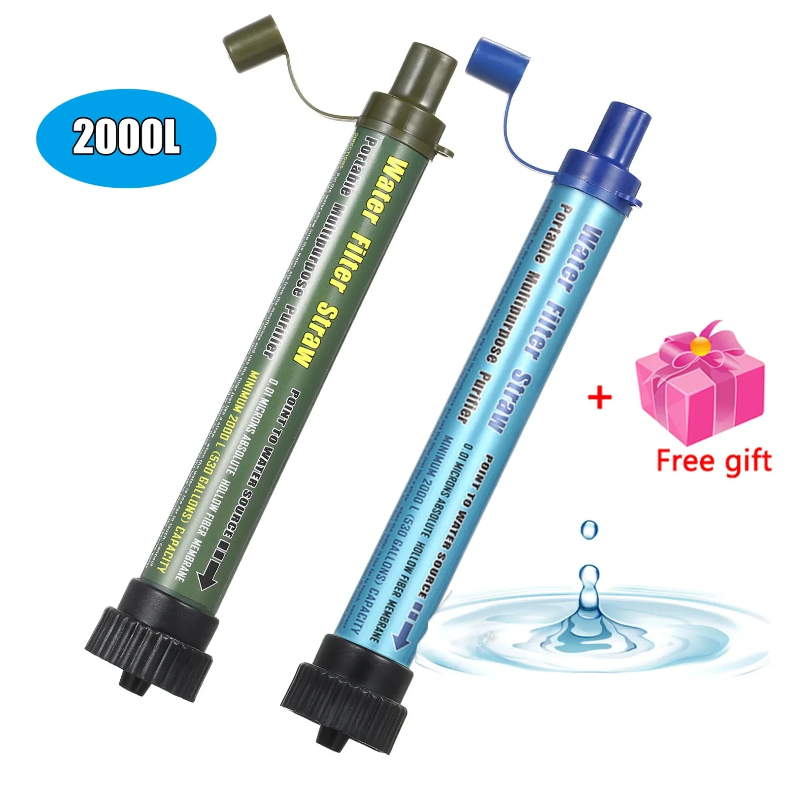 Camping Water Filter Straw - Water Purifier Filtration System with Bottom Thread Ultrafiltration Film for Outdoor Emergency Survival