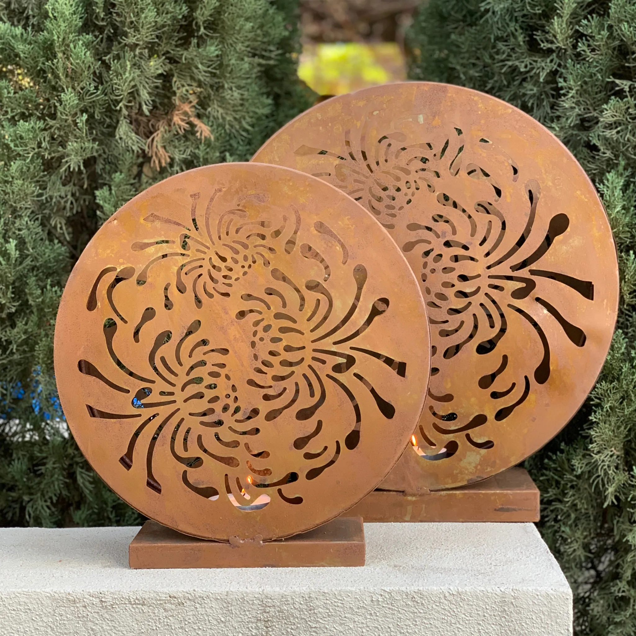 Candle Holder - Laser Round set of Two