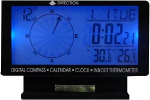 Car Digital Compass with Clock Calendar Indoor/Outdoor Temperature Display