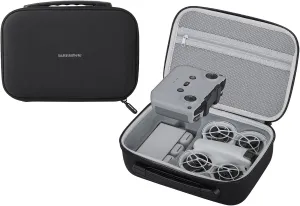 Carrying Case for DJI Neo Fly More Combo Accessories, Portable PU Leather Storage Travel Case for DJI Neo, Compatible with RC-N3 Remote Controller, Three-Battery, Charging Hub