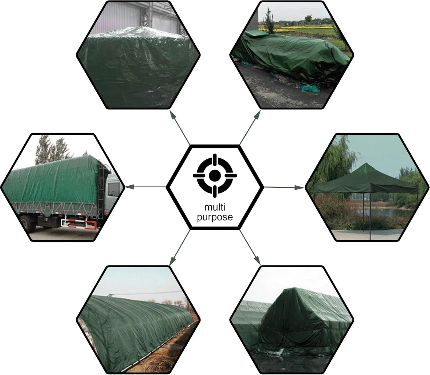 CARTMAN 2 Pack Finished Size 10x12 Feet Waterproof Green Tarp 8 Mil Thick, Multipurpose Protective Cover for Emergency Rain Shelter Camping Tarpaulin