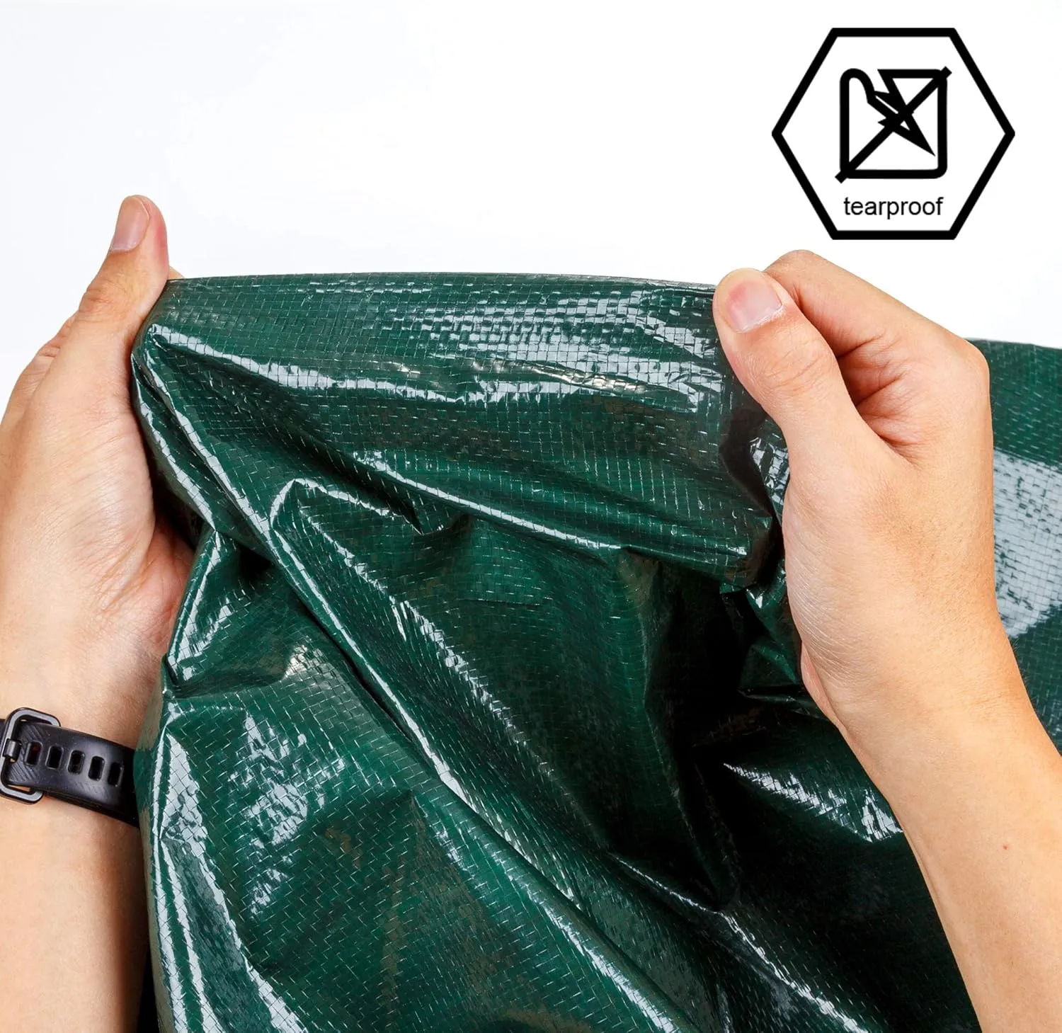 CARTMAN 2 Pack Finished Size 10x12 Feet Waterproof Green Tarp 8 Mil Thick, Multipurpose Protective Cover for Emergency Rain Shelter Camping Tarpaulin