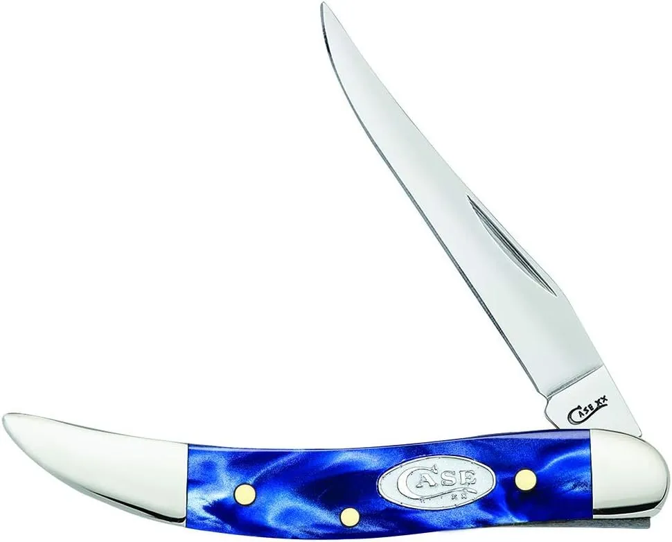 Case WR XX Pocket Knife Small Texas Toothpick Sparxx Blue Pearl Kirinite Item #23437 - (1010096 SS) - Length Closed: 3 Inches