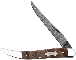 Case XX Pocket Knife MED TEXAS TOOTHPICK NATURAL MAPLE BURL WOOD LADDER DAMASCUS Item #15093-710094 DAM - Length Closed: 4 1/4Inches