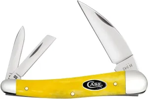 Case XX Pocket Knife SEAHORSE WHITTLER - SMOOTH YELLOW BONE-BLACK OVAL SHLD Item #20028-6355WH SS - Length Closed: 4Inches