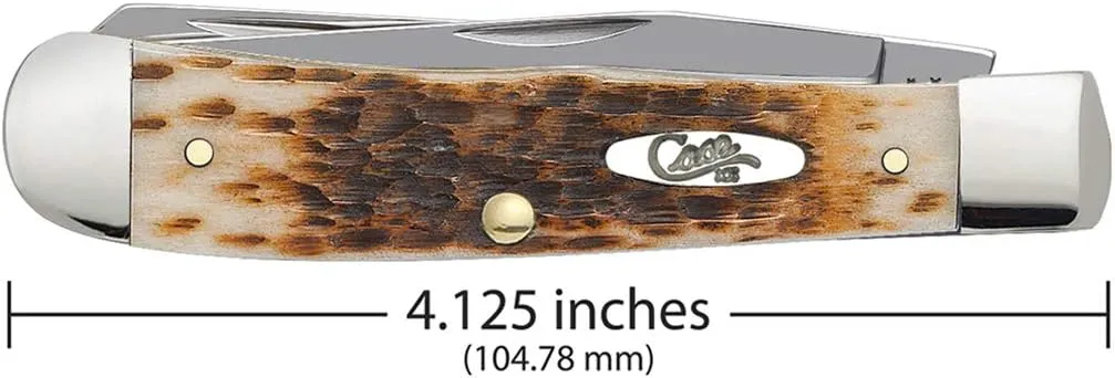 Case XX WR Pocket Knife Trapper With Genuine Bone Handle, Carbon Steel Blade(s), Length Closed: 4 1/8 Inches (Amber Bone)