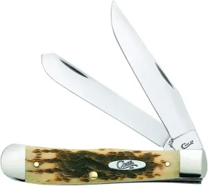 Case XX WR Pocket Knife Trapper With Genuine Bone Handle, Carbon Steel Blade(s), Length Closed: 4 1/8 Inches (Amber Bone)