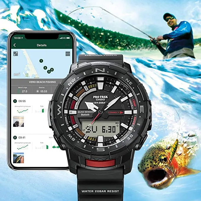Casio Men's Pro Trek Quartz Sport Watch with Resin Strap, Black, 22.5 (Model: PRT-B70-1CR)