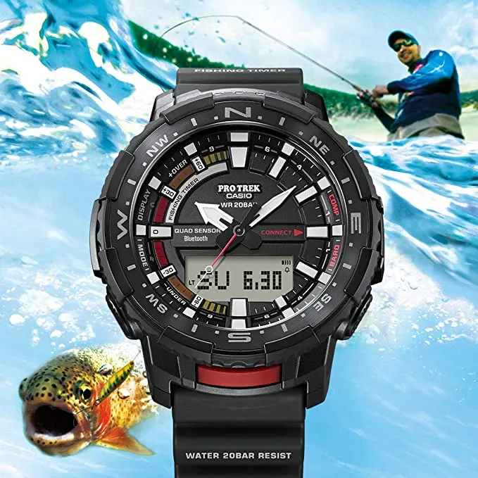Casio Men's Pro Trek Quartz Sport Watch with Resin Strap, Black, 22.5 (Model: PRT-B70-1CR)