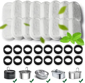 Cat Water Fountain Filters,Cat Fountain Replacement Filters for Stainless Steel 108oz/3.2L&67oz/2L Adjustable Water Flow Pet Water Fountain,Dog Water Fountain (16 16 Pack)
