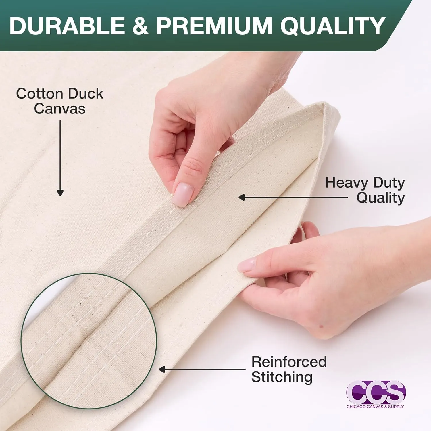 CCS Canvas Drop Cloth for Painting – All Purpose Cotton Duck Cloth Tarp for Curtains, Tablecloths, Backdrops – Washable & Reusable Floor Cover & Dust Sheet for Furniture (9x12 Ft)