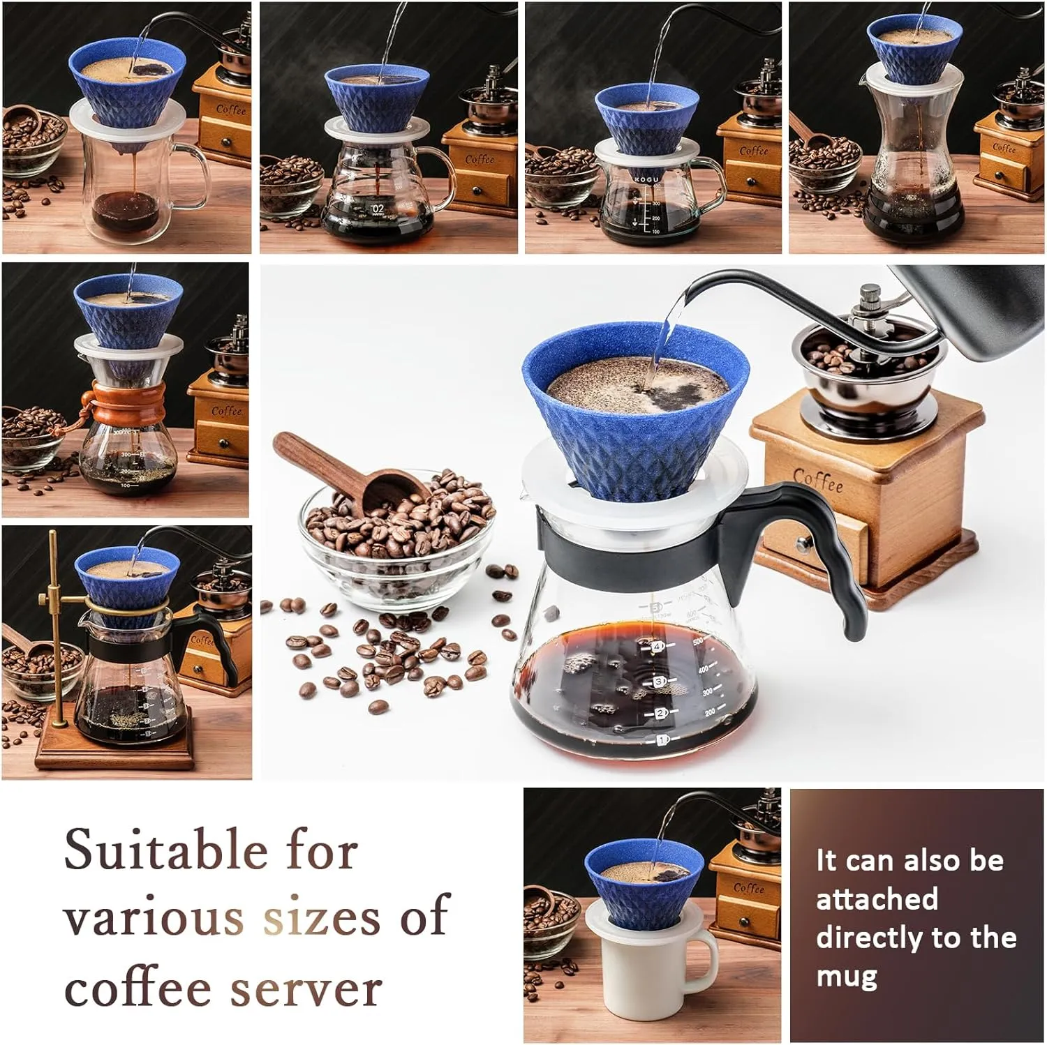 Ceramic Reusable Coffee Filter Pour Over Dripper Paperless Sustinable ekubo 1-4 Cup Made in Japan (Green)