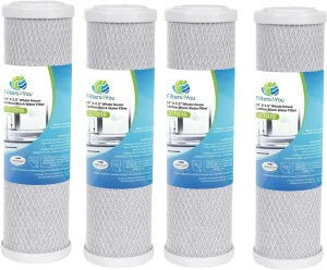 CFS – 4 Pack Carbon Block Water Filter Cartridge Compatible with Flow-Pur 8, WCBCS-975-RV Models – Removes Bad Taste and Odor – Whole House Replacement Filter Cartridge – 10“ x 2.5”
