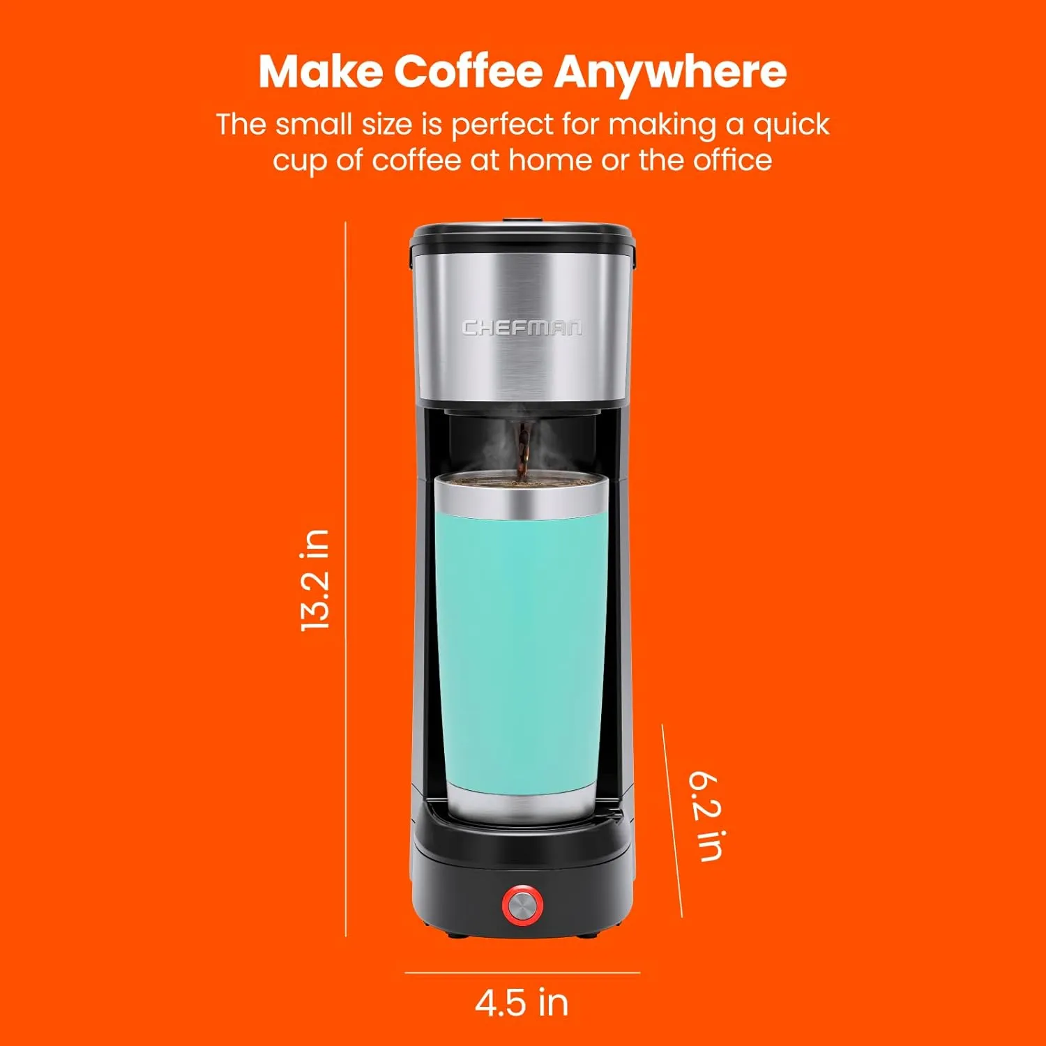 Chefman Single Serve Coffee Maker: K-Cup & Ground Compatible, Single Cup 6-12 oz Portable Drip Coffee Machine with Filter - Perfect for College & Coffee Lovers,Black