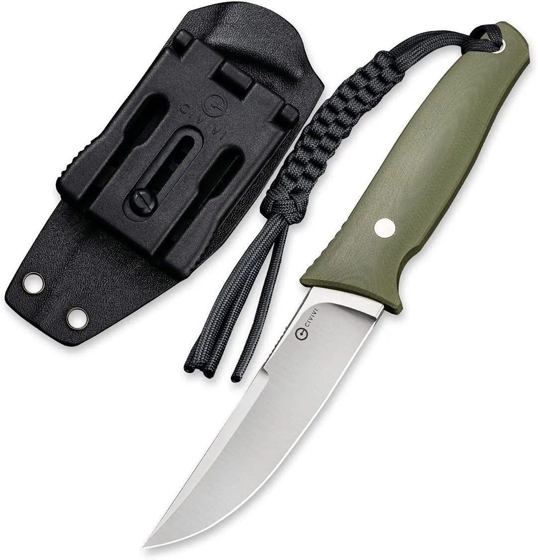 CIVIVI Tamashii Fixed Blade Knife with 4.07’’ D2 Blade G10 Handle, Kydex Sheath, T-Clip for EDC Outdoor Carry C19046-2