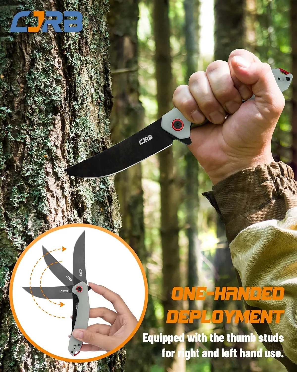 CJRB Folding Pocket Knife with AR-RPM9 Steel Blade and G10 Handle for Men Outdoor, Camping Gobi(J1906B) Natural Green